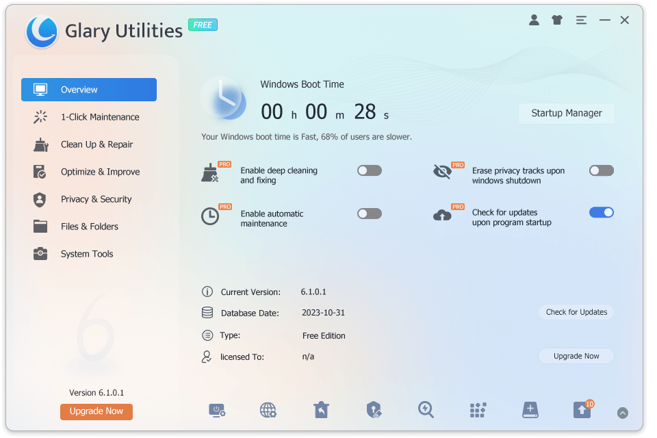 Glary Utilities Free — утилита для очистки и оптимизации системы
